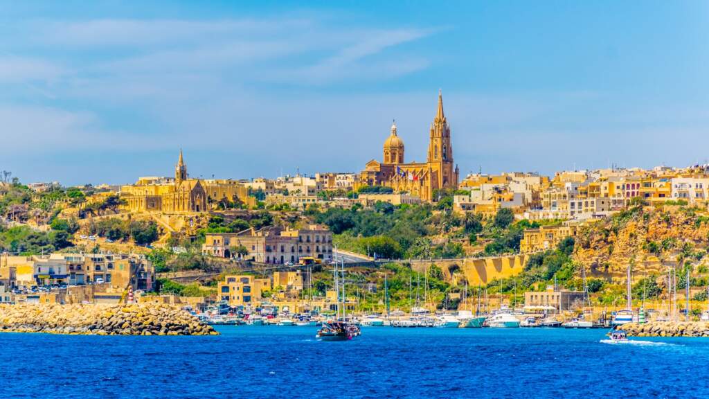 Malta seaside view of Mgarr on Gozo Island